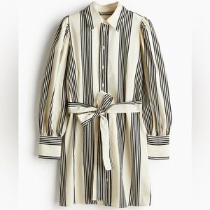 H&M Black & Cream Striped Button-Down Dress